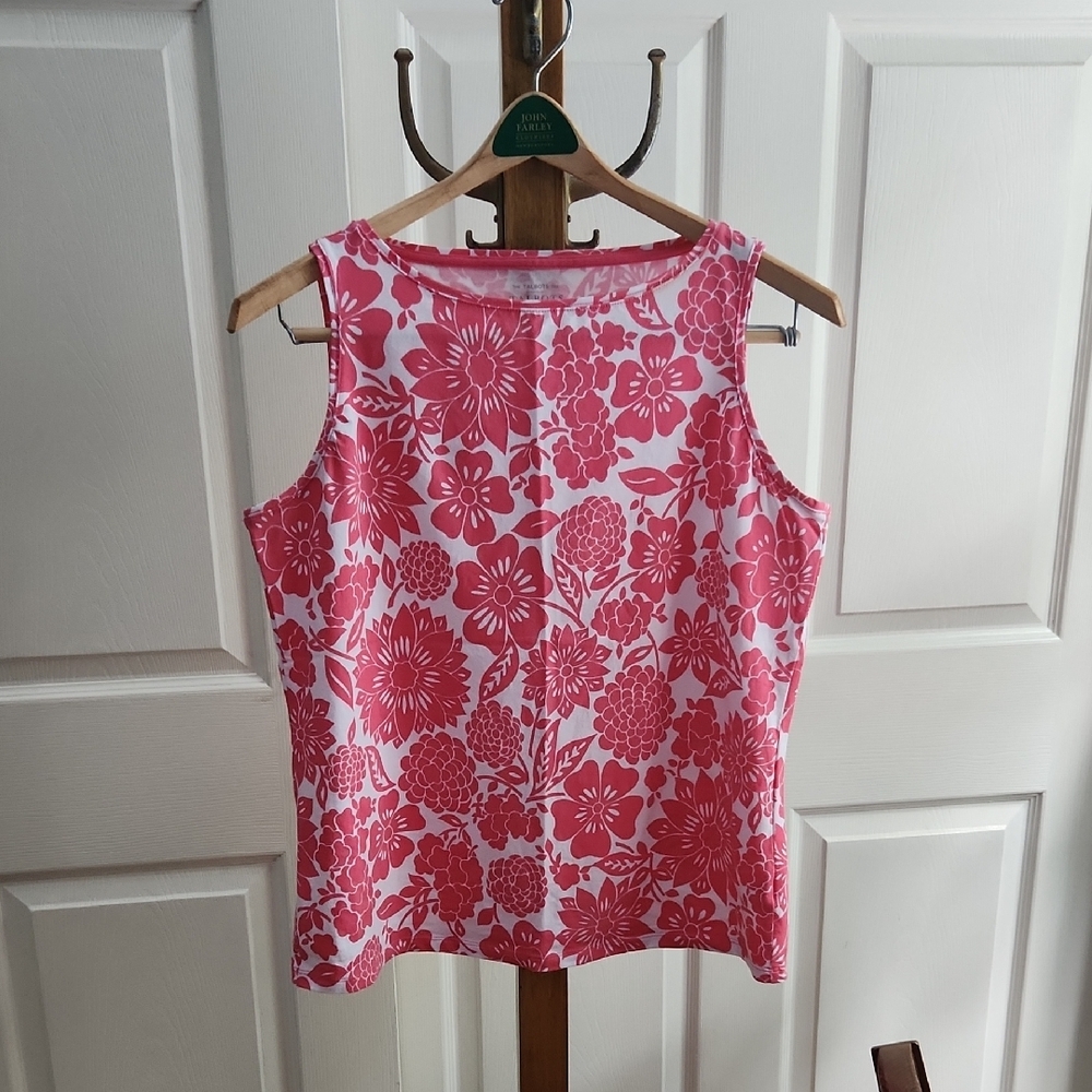 Talbots Pink and White Sleeveless Tank Top